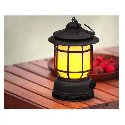 LED kempinga lampa, lukturis ar akumulatoru, USB, āra, ar āķi, Melns