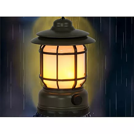 LED kempinga lampa, lukturis ar akumulatoru, USB, āra, ar āķi, Haki krāsa