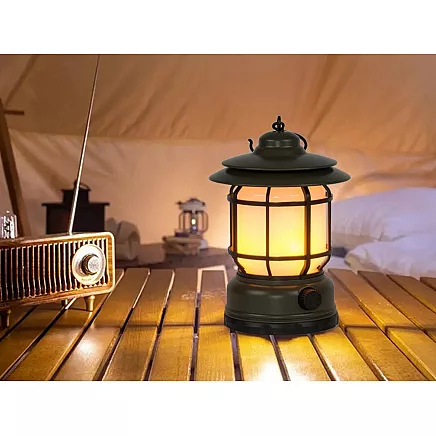 LED kempinga lampa, lukturis ar akumulatoru, USB, āra, ar āķi, Haki krāsa