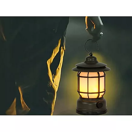 LED kempinga lampa, lukturis ar akumulatoru, USB, āra, ar āķi, Haki krāsa