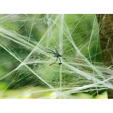Artificial white spider web with 4 spiders halloween decoration stretchable