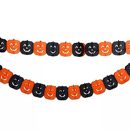 Decorative garland halloween pumpkin/spider paper long 3 metres