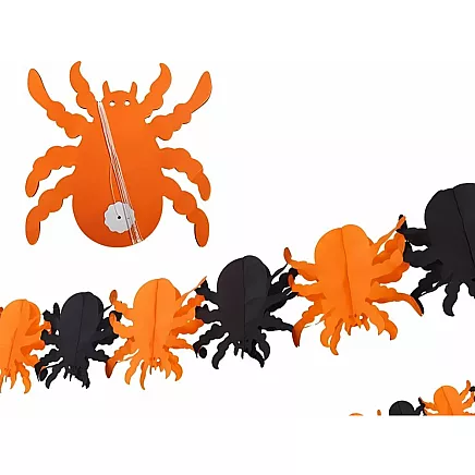 Decorative garland halloween pumpkin/spider paper long 3 metres