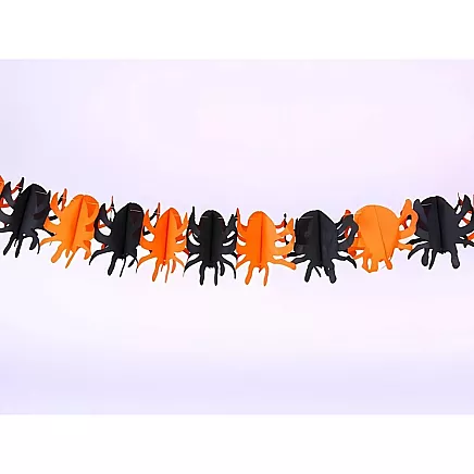 Decorative garland halloween pumpkin/spider paper long 3 metres