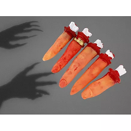 Fake severed fingers halloween decoration 5 rubber stitched fingers