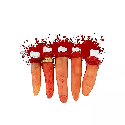 Fake severed fingers halloween decoration 5 rubber stitched fingers