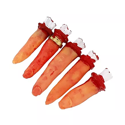Fake severed fingers halloween decoration 5 rubber stitched fingers