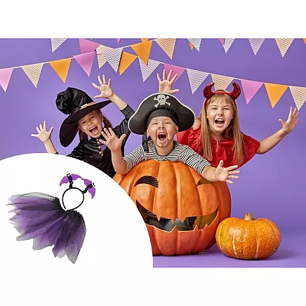 Halloween dress-up costume skirt bat headband black and purple