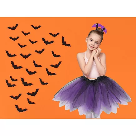 Halloween dress-up costume skirt bat headband black and purple