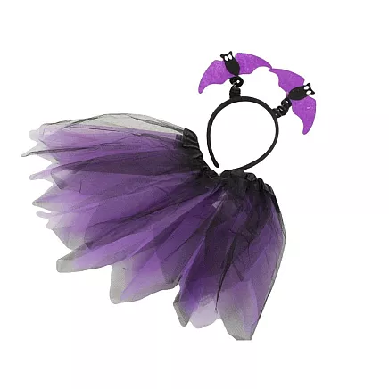 Halloween dress-up costume skirt bat headband black and purple