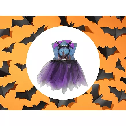 Halloween dress-up costume skirt bat headband black and purple
