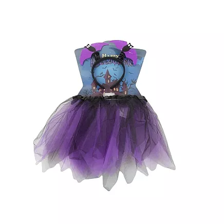 Halloween dress-up costume skirt bat headband black and purple