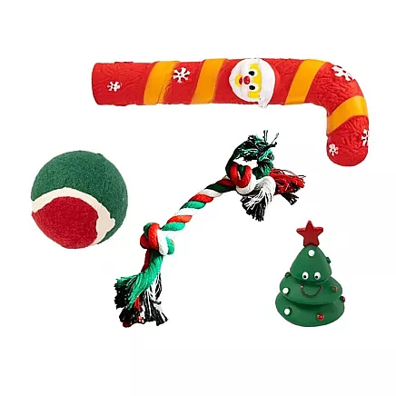 Set of dog toys dog chews tugger 4 pcs mix gift toy christmas