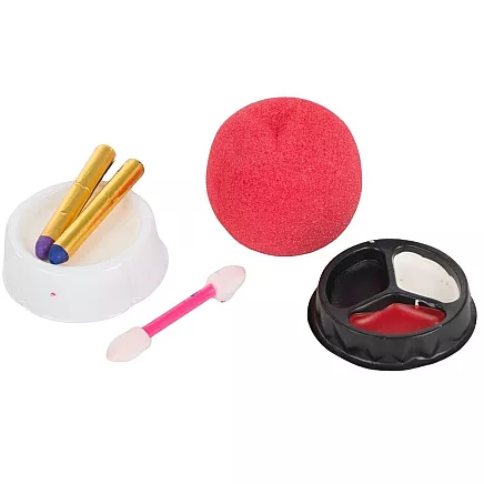 Klauna grima komplekts ar sarkanu degunu, Halloween, cosplay