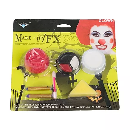 Klauna grima komplekts ar sarkanu degunu, Halloween, cosplay