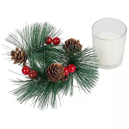 Decorative candles in glass candles wreath set for christmas 2 pcs