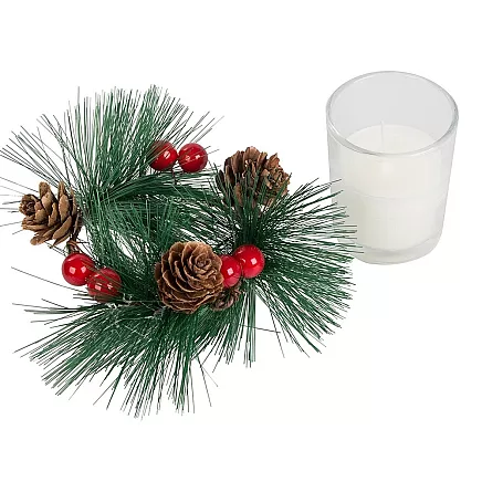Decorative candles in glass candles wreath set for christmas 2 pcs