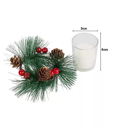 Decorative candles in glass candles wreath set for christmas 2 pcs