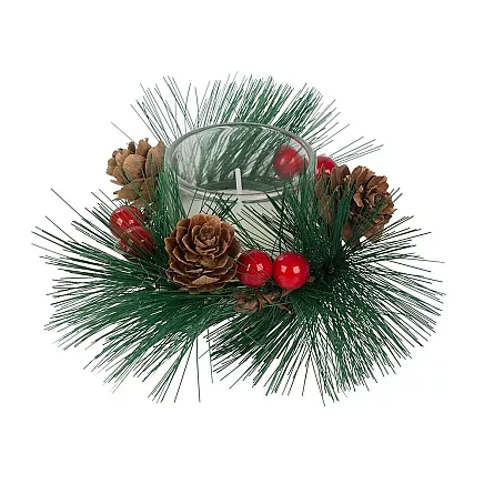 Decorative candles in glass candles wreath set for christmas 2 pcs