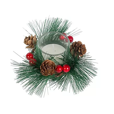 Decorative candles in glass candles wreath set for christmas 2 pcs