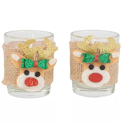 Scented candles in glass candles reindeer christmas set 2 pcs