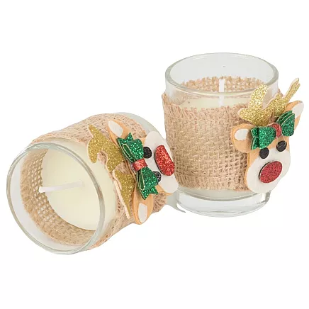 Scented candles in glass candles reindeer christmas set 2 pcs