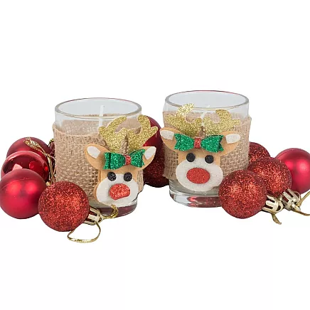 Scented candles in glass candles reindeer christmas set 2 pcs