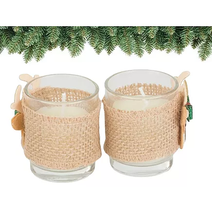 Scented candles in glass candles reindeer christmas set 2 pcs