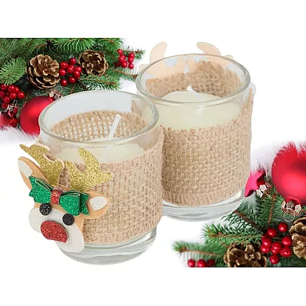 Scented candles in glass candles reindeer christmas set 2 pcs