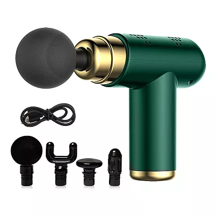 Mini masāžas pistole muskuļiem, jaudīgs pārnēsājams masieris, zaļa