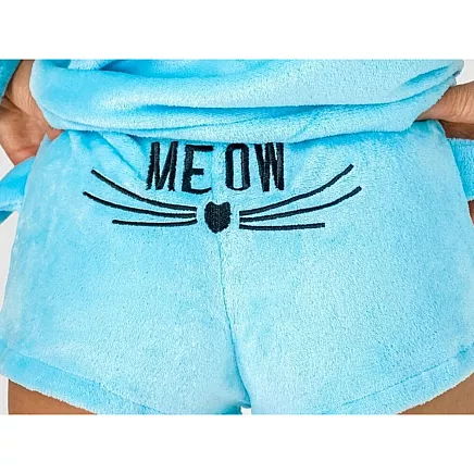 Warm womens pyjamas two-piece with hood soft plush short m