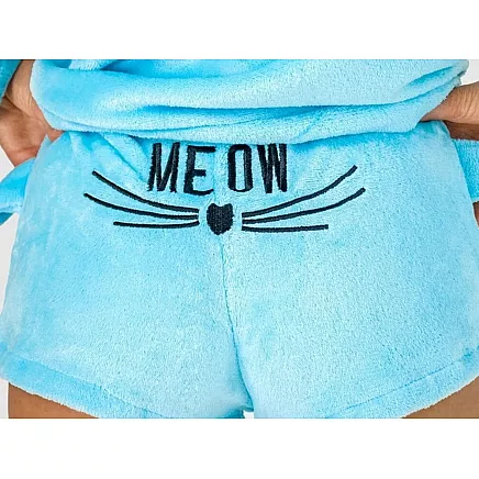 Warm womens pyjamas two-piece with hood soft plush short xl