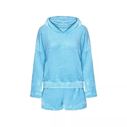 Warm womens pyjamas two-piece with hood soft plush short xl