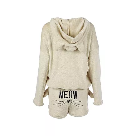 Warm womens pyjamas two-piece with hood soft plush short l
