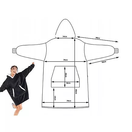 Warm sweatshirt oversize blanket xxl 2in1 thick fur soft hooded dressing gown