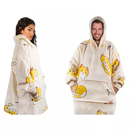 Warm sweatshirt cat blanket oversize xxl 2in1 thick fur soft with hood