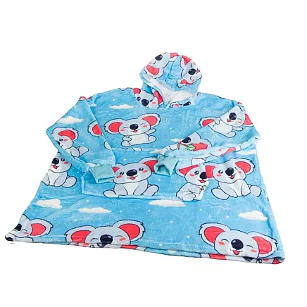 Silts oversize džemperis-sega Koala 2-in-1 ar kapuci, zils