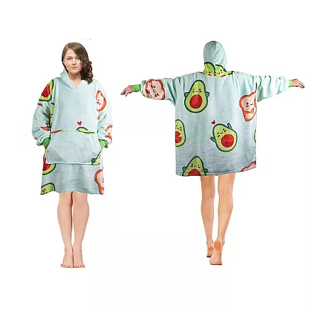 Warm avocado sweatshirt oversize blanket xxl 2in1 thick faux fur soft with hood