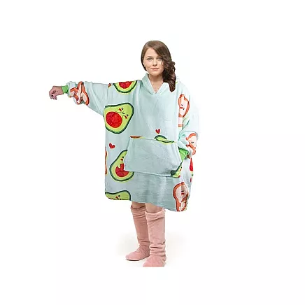 Warm avocado sweatshirt oversize blanket xxl 2in1 thick faux fur soft with hood