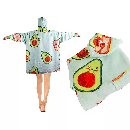 Warm avocado sweatshirt oversize blanket xxl 2in1 thick faux fur soft with hood