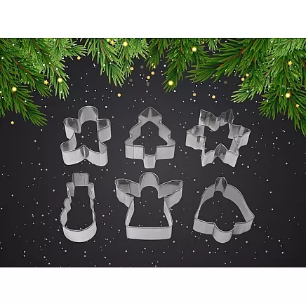 Baking tray 6 pieces christmas gingerbread men set steel