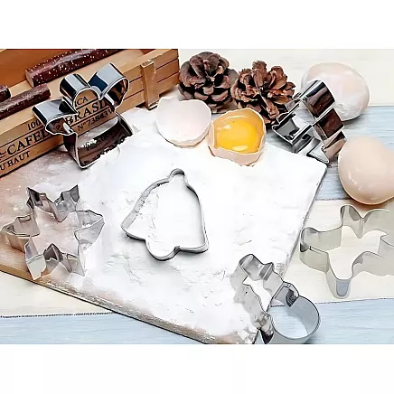 Baking tray 6 pieces christmas gingerbread men set steel