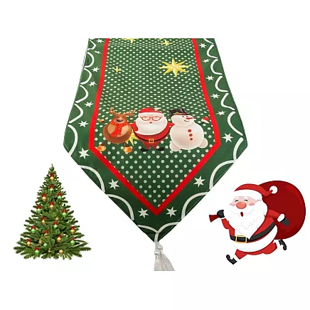 Christmas green table runner for christmas 205x35cm