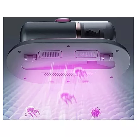 Putekļu Ērcīšu Rokas Putekļsūcējs ar UV Lampu pilieniem.