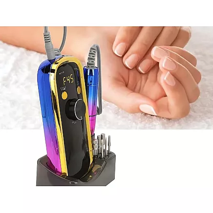 Manikīra un pedikīra aparāts, nagu frēze 65 W, bezvadu, ar 6 dimanta uzgaļiem