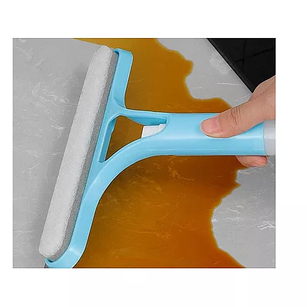 Squeegee window washer with washer brush cab spray