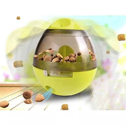 Interactive toy dog treat ball for learning slow down