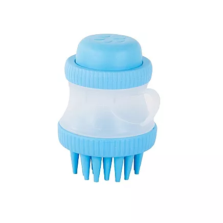 Silikona mazgāšanas birste suņiem un kaķiem ar šampūna dozatoru, zila