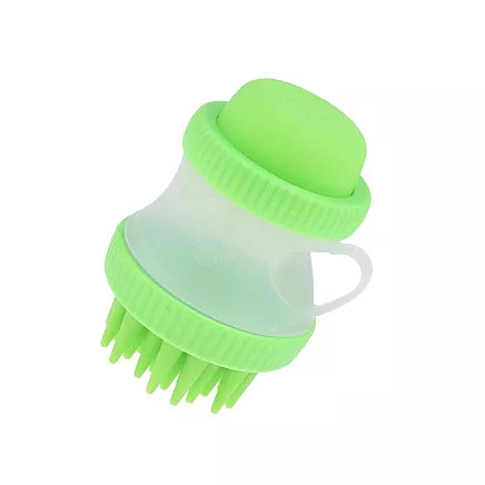 Silikona masāžas birste suņiem un kaķiem ar šampūna dozatoru, zaļa