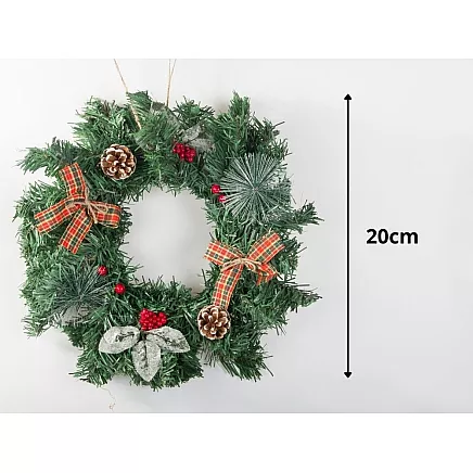 Ziemassvētku Adventes Durvju Vainags, 20 cm